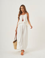 Conjunto Blusa Rio Off White e Calça Vera em malha canelada Off white