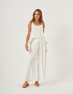 Conjunto Blusa Rio Off White e Calça Vera em malha canelada Off white