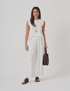 Conjunto Regata Fendas Off white e Calça Vera Off white