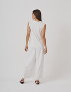Conjunto Regata Fendas Off white e Calça Vera Off white