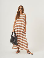 Vestido Clara Listrado Capuccino