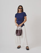 Conjunto Blusa Haia Azul e Calça Panama Off white