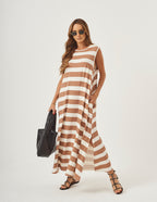 Vestido Clara Listrado Capuccino