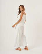 Conjunto Blusa Rio Off White e Calça Vera em malha canelada Off white
