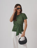 Conjunto Blusa Haia Verde Militar e Calça Panama Off White