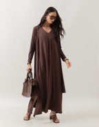 Conjunto Sophie Marrom - Vestido e Cardigan
