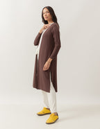 Cardigan com Fendas Sophie Marrom