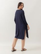 Cardigan com Fendas Sophie Azul Marinho
