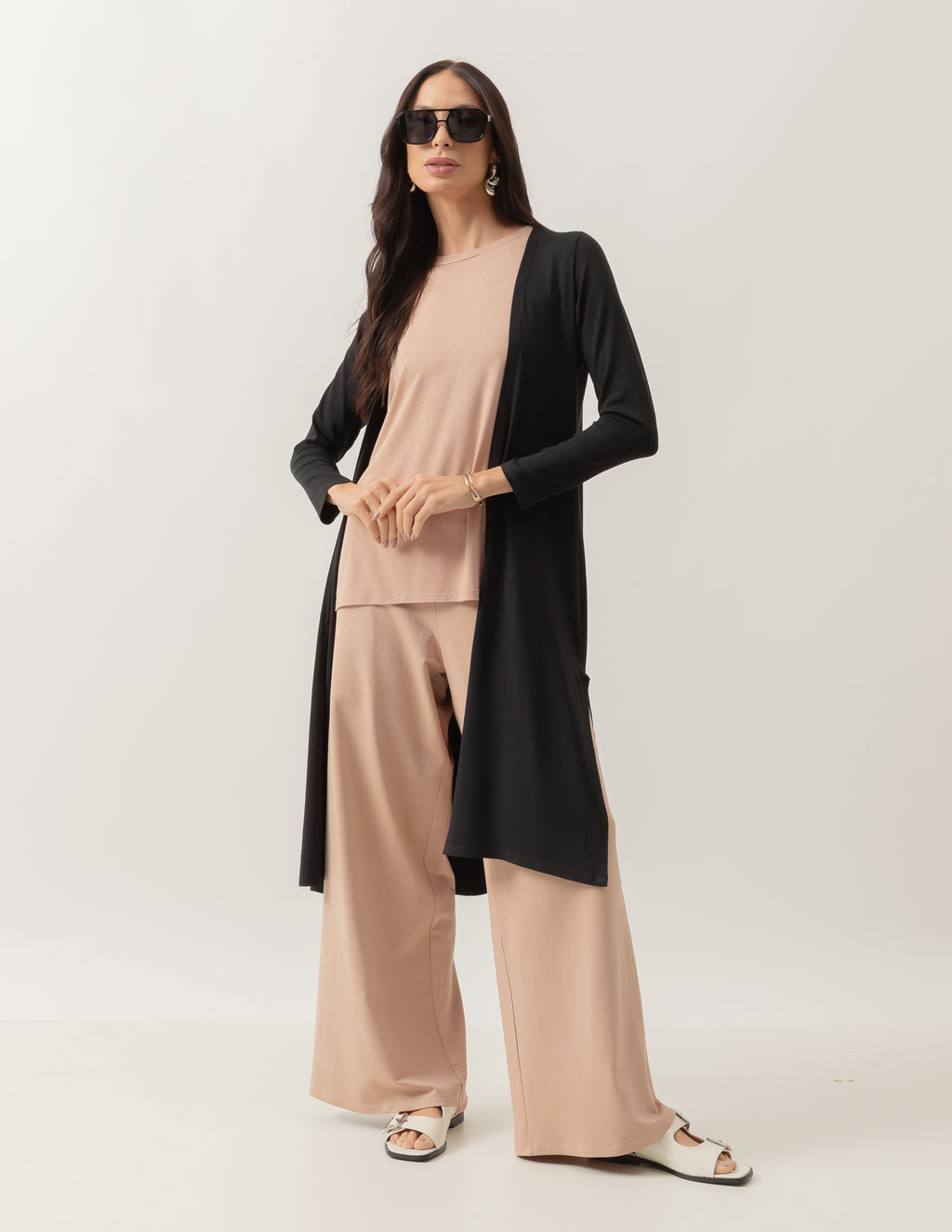 Cardigan Com Fendas Sophie Preto