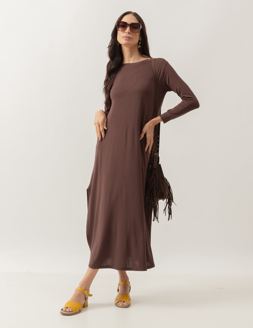 Vestido Longuete Roma Marrom