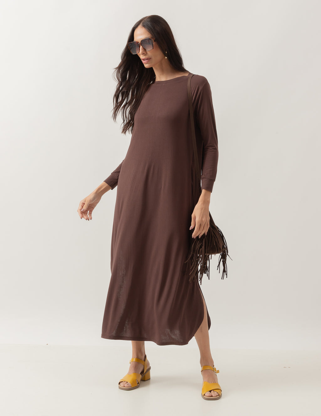 Vestido Longuete Roma Marrom