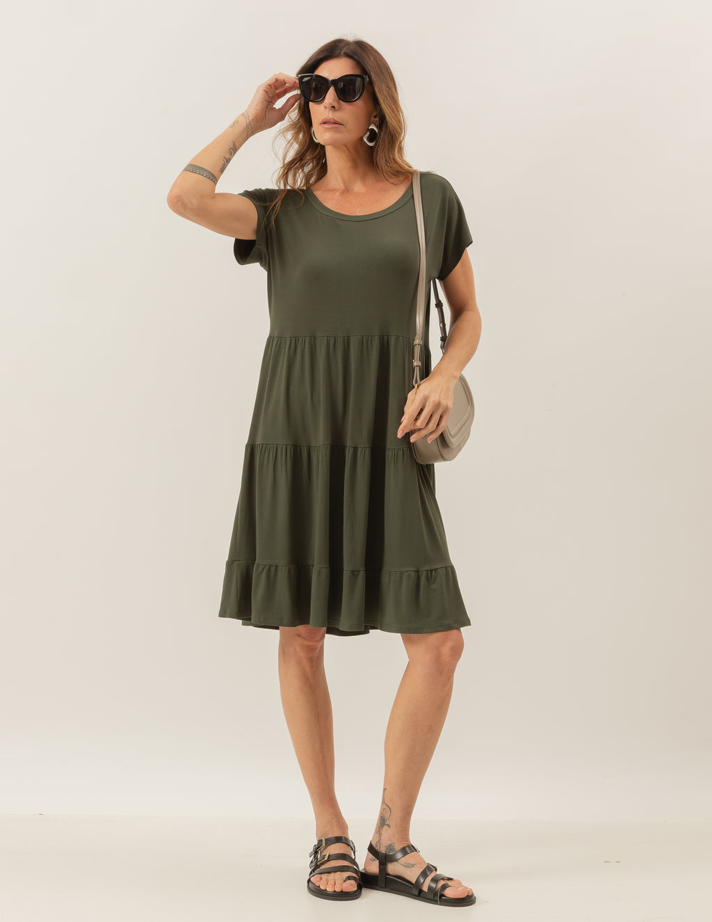 VESTIDO CURTO MANUELA VERDE MILITAR