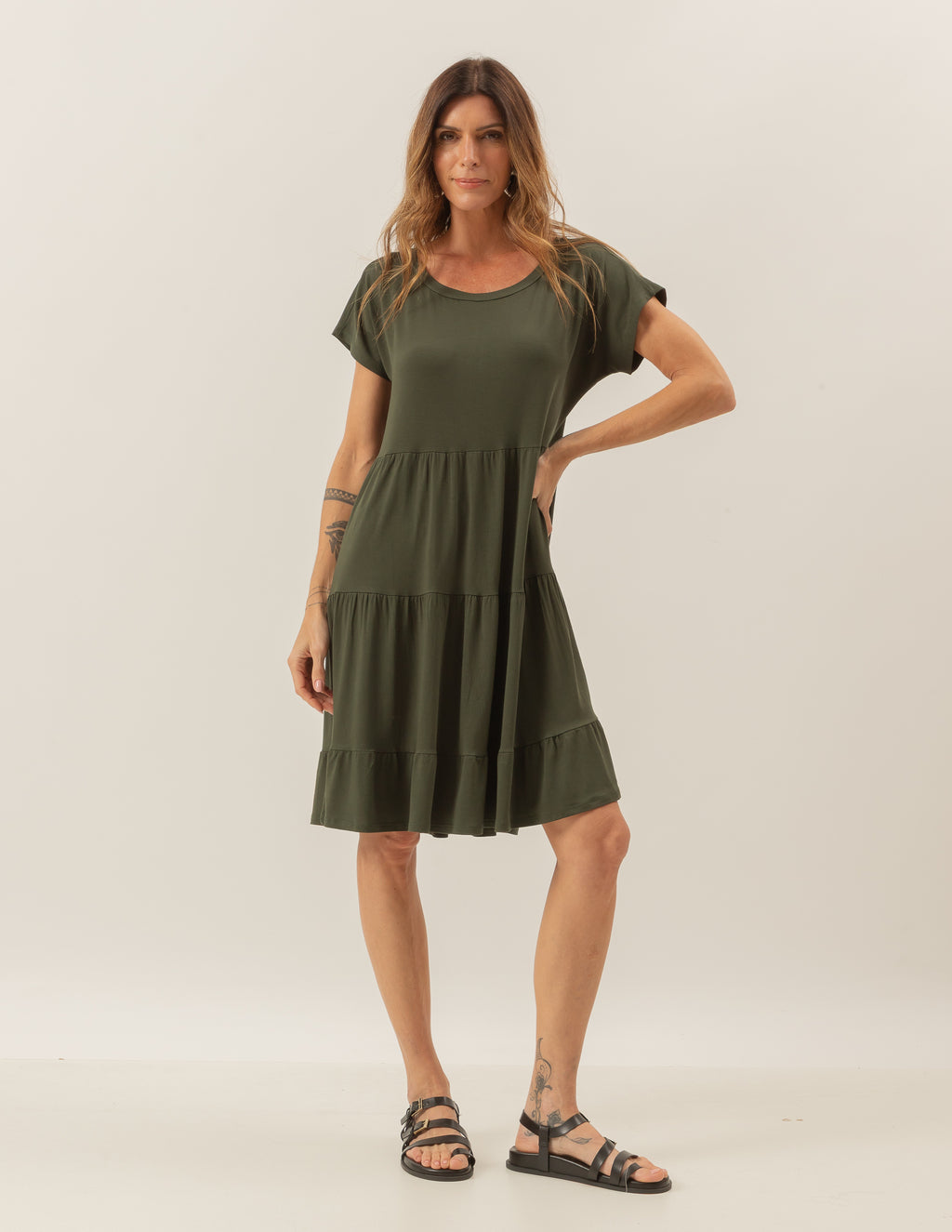 VESTIDO CURTO MANUELA VERDE MILITAR