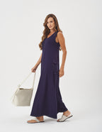 Vestido Pespontado Anastasia Azul Marinho
