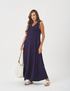 Vestido Pespontado Anastasia Azul Marinho
