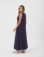 Vestido Pespontado Anastasia Azul Marinho