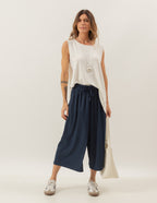Conjunto Blusa Florence Off White e Calça Mônaco Marinho
