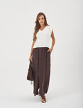 Conjunto Blusa Alessia Off White e Saia Valença Marrom