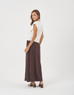 Conjunto Blusa Alessia Off White e Saia Valença Marrom