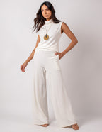 Conjunto Regata Barbara Off White e Calça Panamá Off White