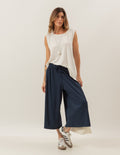 Conjunto Blusa Florence Off White e Calça Mônaco Marinho