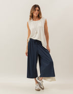 Conjunto Blusa Florence Off White e Calça Mônaco Marinho