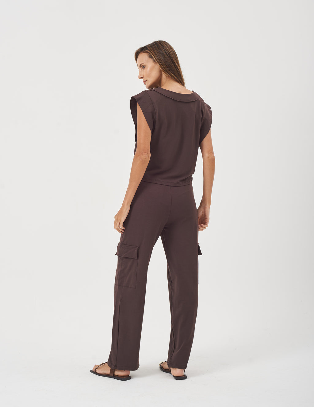 Conjunto Blusa Alessia Marrom e Calça Safira Marrom