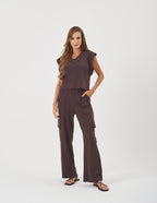 Conjunto Blusa Alessia Marrom e Calça Safira Marrom