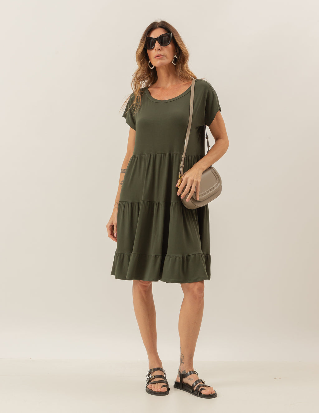VESTIDO CURTO MANUELA VERDE MILITAR