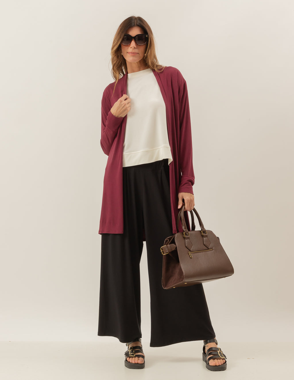 CARDIGAN CURTO BORDÔ
