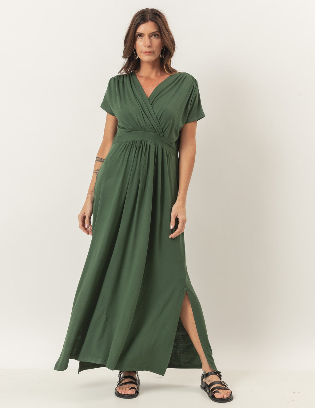 Vestido Longo Claudia Verde Militar