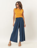 Conjunto Regata Fendas Mostarda e Calça Pantalona Cropped Vera Marinho