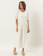 Conjunto Macacão Amber Off White com Blusa Elisa Off White