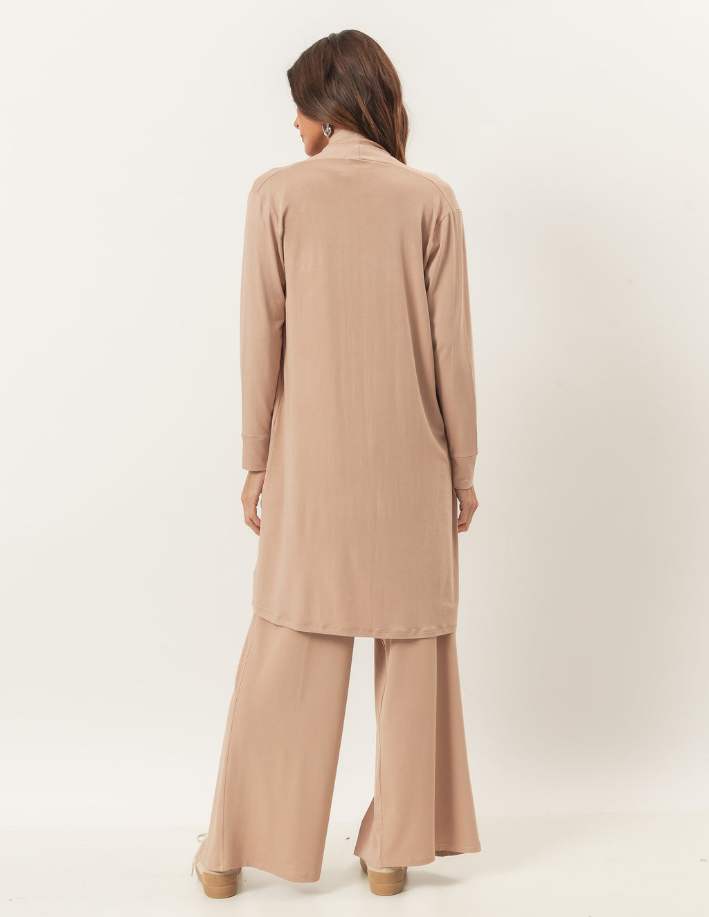 Trijunto Florence Bege com Cardigan Longo Bege