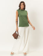 Conjunto Regata Barbara militar e Calça Panama Off White
