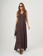 Vestido Pespontado Anastasia Marrom