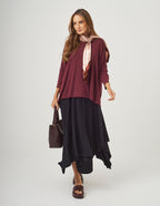 Conjunto Blusa Gola Careca Malbec e Saia Eloá Preta