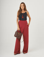 Conjunto Blusa Rio Fresh Preta e Calça Chloe Bordo
