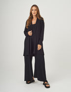 CONJUNTO VERONICA PRETO E CARDIGAN PRETO LONGO