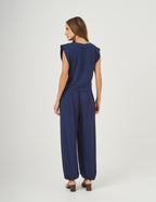 Conjunto Blusa Alessia Azul Marinho e Calça Aladin Azul Marinho