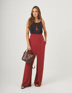 Conjunto Blusa Rio Fresh Preta e Calça Chloe Bordo