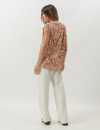 Conjunto Blusa Aisha Zebra Animal Print e Calça Panamá Off White