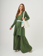 CONJUNTO VERONICA MILITAR E CARDIGAN MILITAR LONGO