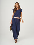 Conjunto Blusa Alessia Azul Marinho e Calça Aladin Azul Marinho
