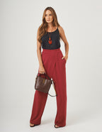 Conjunto Blusa Rio Fresh Preta e Calça Chloe Bordo