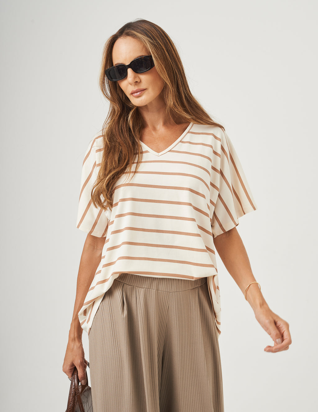 Blusa Maria Listras Bege