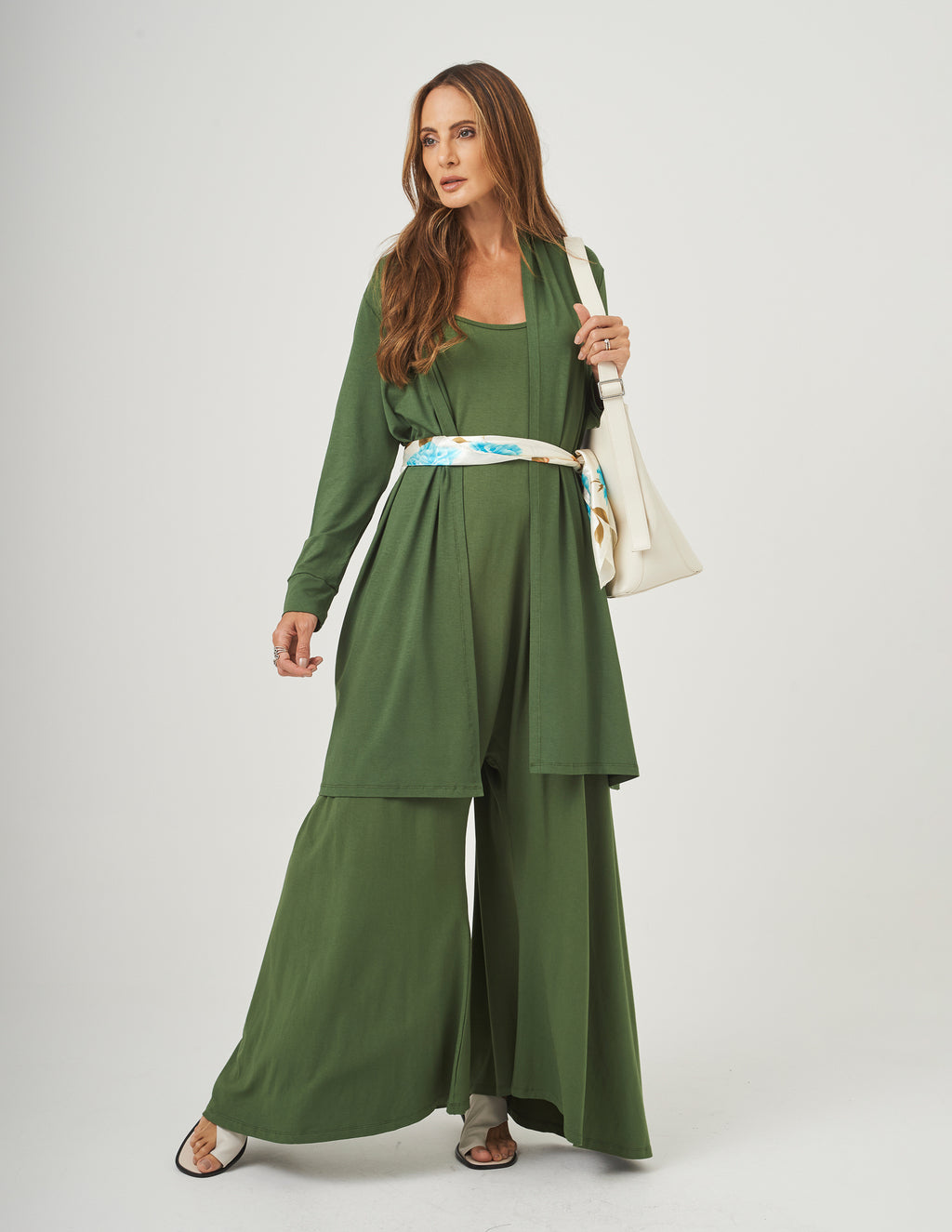 CONJUNTO VERONICA MILITAR E CARDIGAN MILITAR LONGO