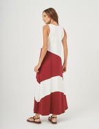 Vestido Charlotte Duo Off White e Bordo