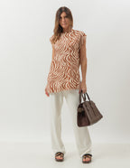Conjunto Blusa Aisha Zebra Animal Print e Calça Panamá Off White