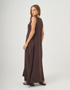 Vestido Pespontado Anastasia Marrom